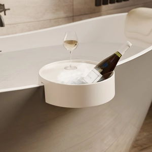 Bandeja Lateral Redonda Solid Surface para Banheiras (Skadi Branca)