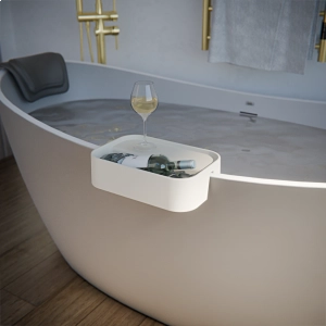 Bandeja Lateral Retangular Solid Surface para Banheiras (Skadi Branca)