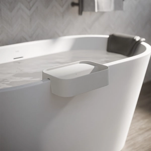 Bandeja Lateral Retangular Solid Surface para Banheiras (Skadi Branca)