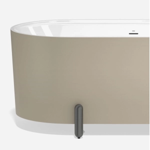 Banheira de Imers&atilde;o 150cm Mainz Bege Fosca com P&eacute;s Grafite Fosco