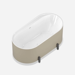 Banheira de Imers&atilde;o 150cm Mainz Bege Fosca com P&eacute;s Grafite Fosco