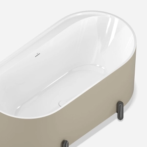 Banheira de Imers&atilde;o 150cm Mainz Bege Fosca com P&eacute;s Grafite Fosco