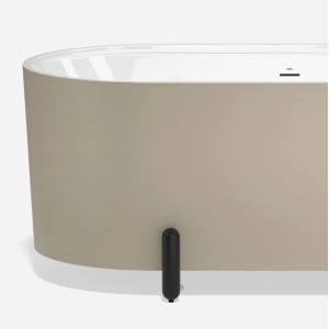 Banheira de Imersão 150cm Mainz Bege Fosca com Pés Preto Fosco