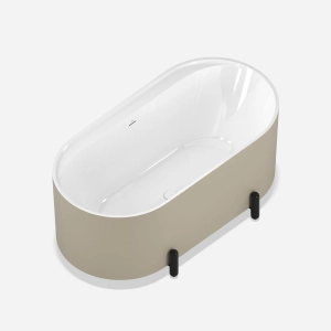 Banheira de Imersão 150cm Mainz Bege Fosca com Pés Preto Fosco