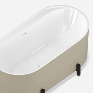 Banheira de Imersão 150cm Mainz Bege Fosca com Pés Preto Fosco
