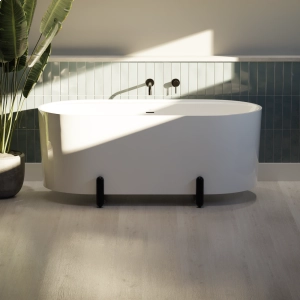 Banheira de Imersão 150cm Mainz Branca com Pés Preto Fosco