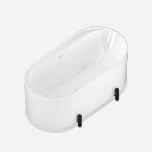 Banheira de Imersão 150cm Mainz Branca com Pés Preto Fosco