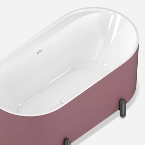 Banheira de Imers&atilde;o 150cm Mainz Marsala Fosca com P&eacute;s Grafite Fosco