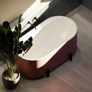 Banheira de Imers&atilde;o 150cm Mainz Marsala Fosca com P&eacute;s Preto Fosco