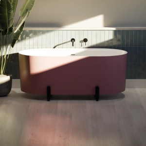 Banheira de Imers&atilde;o 150cm Mainz Marsala Fosca com P&eacute;s Preto Fosco