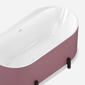 Banheira de Imers&atilde;o 150cm Mainz Marsala Fosca com P&eacute;s Preto Fosco