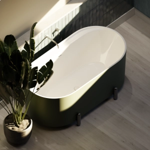 Banheira de Imers&atilde;o 150cm Mainz Verde Fosca com P&eacute;s Grafite Fosco