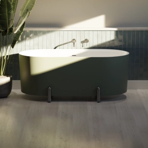 Banheira de Imers&atilde;o 150cm Mainz Verde Fosca com P&eacute;s Grafite Fosco