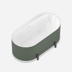 Banheira de Imers&atilde;o 150cm Mainz Verde Fosca com P&eacute;s Grafite Fosco