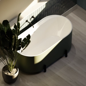 Banheira de Imers&atilde;o 150cm Mainz Verde Fosca com P&eacute;s Preto Fosco