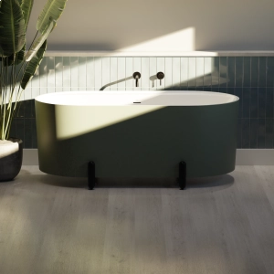 Banheira de Imers&atilde;o 150cm Mainz Verde Fosca com P&eacute;s Preto Fosco