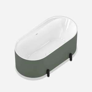 Banheira de Imers&atilde;o 150cm Mainz Verde Fosca com P&eacute;s Preto Fosco