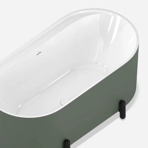 Banheira de Imers&atilde;o 150cm Mainz Verde Fosca com P&eacute;s Preto Fosco