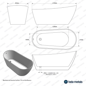 Banheira de Imers&atilde;o Acr&iacute;lica 170 cm (Kiel Branca) - Outlet