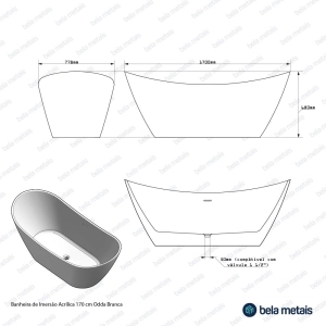 Banheira de Imers&atilde;o Acr&iacute;lica 170 cm (Odda Branca)