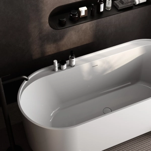 Banheira de Imersão 150cm Mainz Branca com Pés Preto Fosco