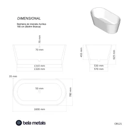 Banheira de Imersão Acrílica 160 cm (Berlim Branca) Produto Banheira de Imersão Acrílica 160 cm (Berlim Branca)