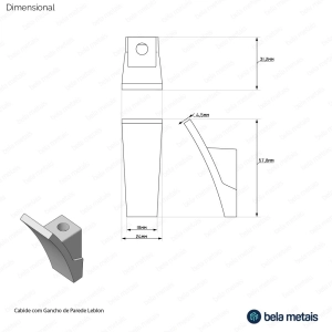 Cabide com Gancho de Parede Zamac (Leblon Ouro Fosco)