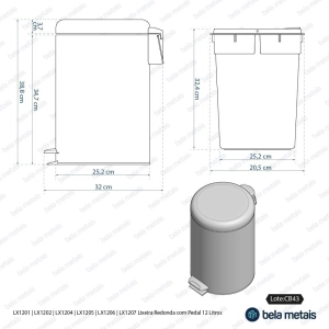 Lixeira Redonda com Pedal 12 Litros (Ouro Fosca) - Outlet