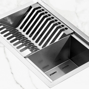 Escorredor Embutido Calha Molhada Inox 26x41 cm (Escovado)