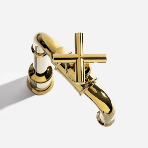 Torneira Retr&ocirc; Alta de &Aacute;gua Fria para Banheiro (Aron Dourada)