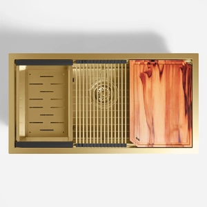 Kit Cuba Workstation Inox com Acess&oacute;rios (Osaka Ouro Fosca)