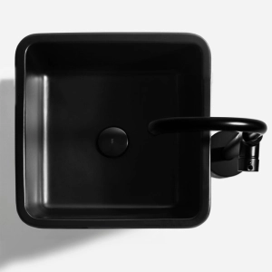 Cuba de Banheiro Lou&ccedil;a Piso Quadrada 40 cm (Veneza Preta)