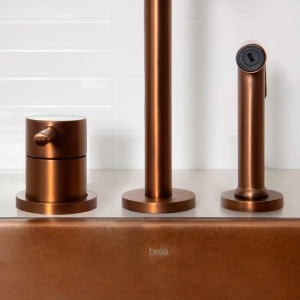 Torneira Monocomando com Ducha de Cozinha Inox (Fiji Ros&eacute; Gold Fosca)