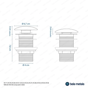 Produto Válvula Click de Louça para Cubas (Mármore Grey)