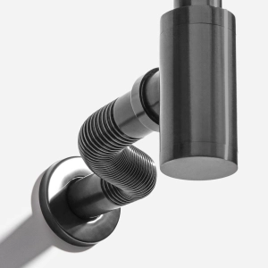 Sif&atilde;o Met&aacute;lico Flex&iacute;vel com Copo para Banheiro (Line Grafite Fosco)