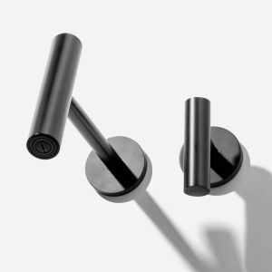 Torneira Monocomando de Parede para Banheiro (Lay Preta Fosca)