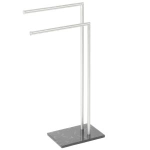 Toalheiro de Piso em Inox com Base de M&aacute;rmore (Rizzi Escovado)