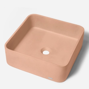 Cuba de Banheiro Concreto Apoio Quadrada 40 cm (Urban P&ecirc;ssego)