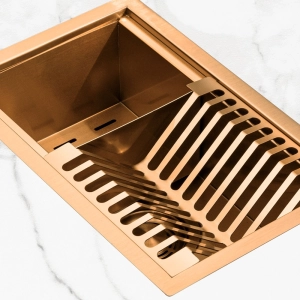 Escorredor Embutido Calha &Uacute;mida Inox 26x41 cm (Ros&eacute; Gold Fosco)