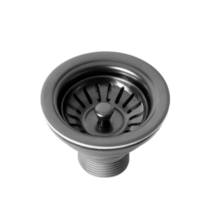 V&Atilde;&iexcl;lvula Inox para Cuba Cozinha 4 1/2" com Tampa (Preta Fosca)