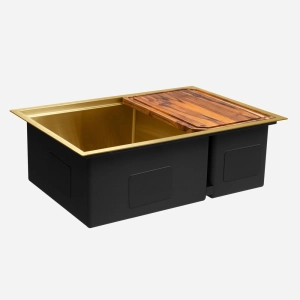 Kit Cuba Dupla Workstation Inox com Acessórios (Kai Ouro Fosca)