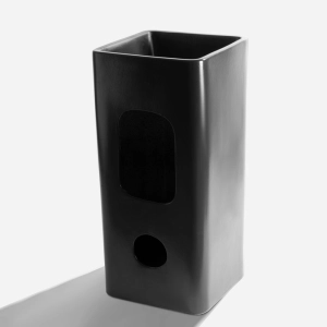 Cuba de Banheiro Lou&ccedil;a Piso Quadrada 40 cm (Veneza Preta)