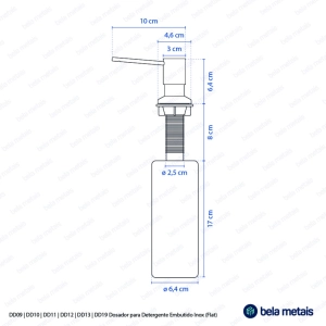Dosador para Detergente Embutido Inox 500 ml (Flat Cromado)