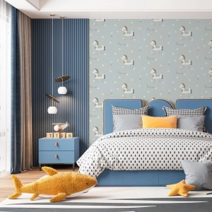 Papel de Parede infantil Azul Lavável 10x0,53 m (Bambini Tre)