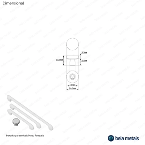 Puxador para M&oacute;vel Ponto Zamac (Pompeia Escovado) - Outlet