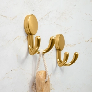 Cabide com Gancho Duplo de Parede Zamac (Trindade Dourado Fosco)