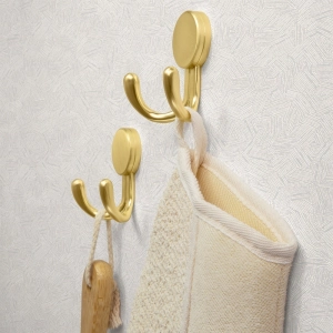 Cabide com Gancho Duplo de Parede Zamac (Trindade Ouro Fosco)