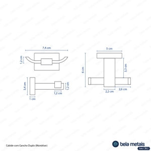 Cabide com Gancho Duplo (Mondrian Preto Fosco)