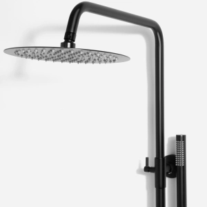 Ducha Coluna de Inox Redonda 25 cm (Preta Fosca)