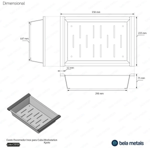 Cesto Escorredor Inox para Cuba Workstation 36x23 cm (Escovado) Produto Cesto Escorredor Inox para Cuba Workstation 36x23 cm (Escovado)